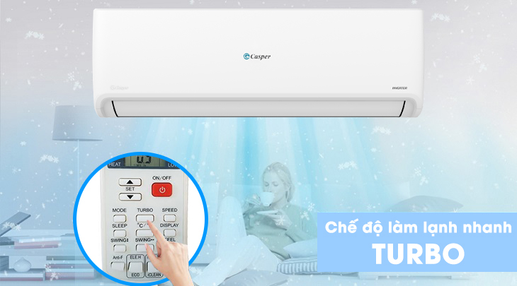 Che Do Lam Lanh Nhanh Turbo Tren Dieu Hoa Casper Inverter Máy điều hòa Casper GC-18IS33 - Mát lạnh, sảng khoái với chế độ Turbo