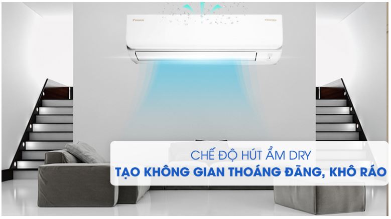 Dieu Hoa Daikin Ftka60uavmv 3 1 giúp tạo không gian thoáng đãng, khô ráo với chức năng hút ẩm