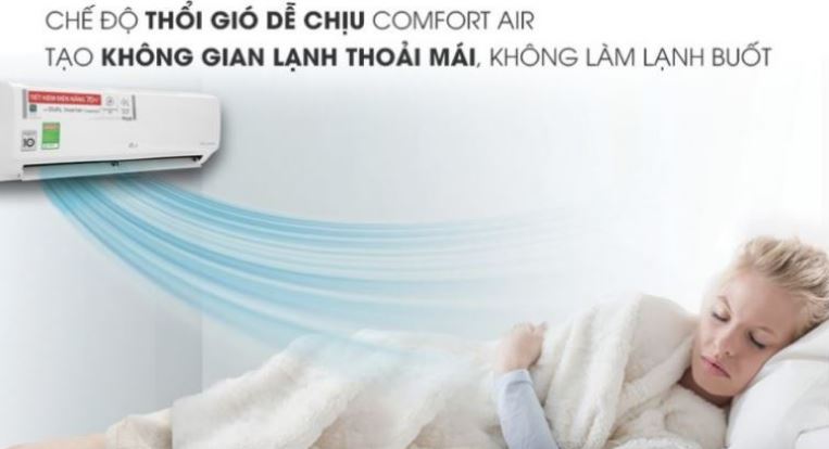 Dieu Hoa Lg V10apfuv 9000BTU 1 Chieu Inverter 10 1 7. Máy lạnh LG V10APFUV nhập khẩu có chế độ thổi gió dễ chịu Comfort Air
