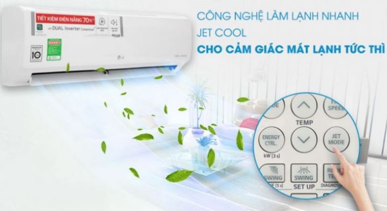 4. Máy lạnh inverter LG V10APFUV sở hữu công nghệ Jet Cool làm lạnh nhanh