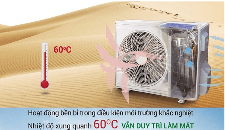 Thiết kế cục nóng được phủ lớp đặc biệt có độ bền cao