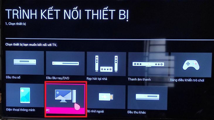 Chọn vào PC. 