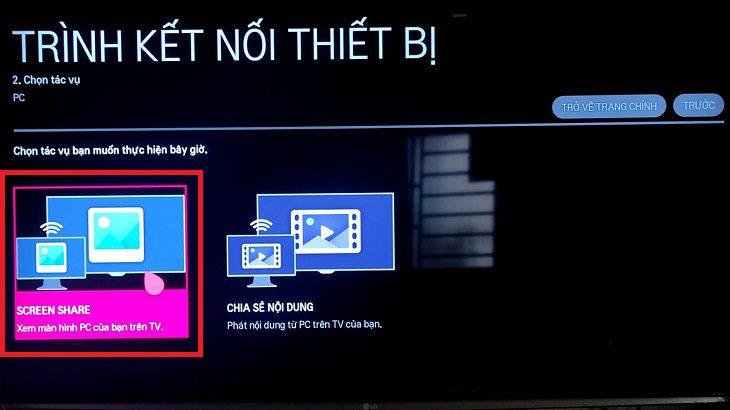 Chọn Screen Share để chia sẻ màn hình.