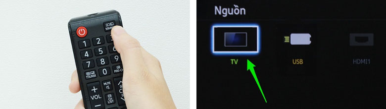 cách dò kênh tivi Samsung thường bước 1