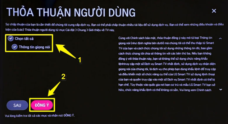 Cách tìm kiếm sau khi kết nối giọng nói tivi LG: Bước 2