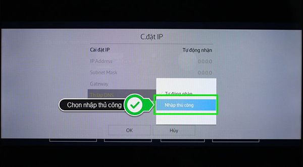 Hướng dẫn các bước cài đặt IP và DNS mạng smart tivi Samsung