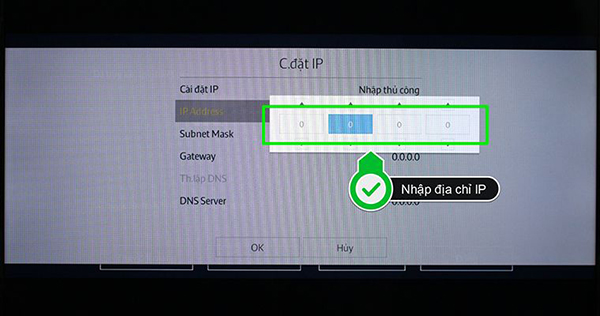 Hướng dẫn các bước cài đặt IP và DNS mạng smart tivi Samsung