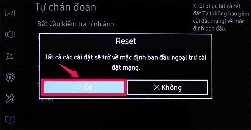 Khôi phục cài đặt gốc cho tivi Samsung