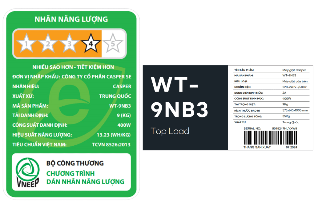 - Máy giặt Casper WT-9NB3 - hình số 6