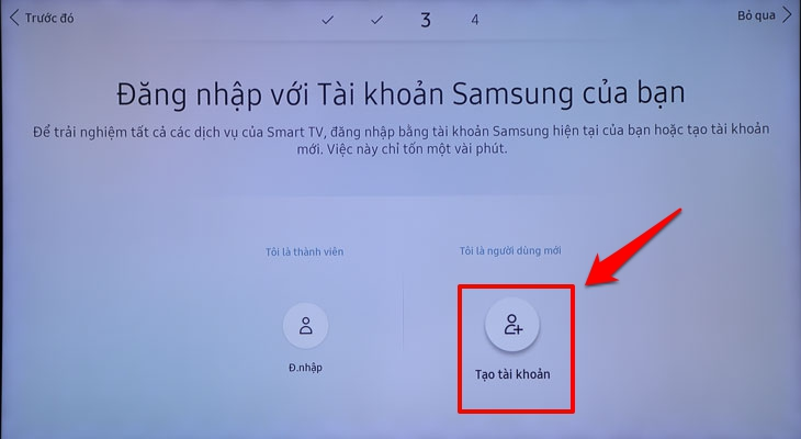 Bạn nhấn vào “Tạo tài khoản” để tiếp tục.