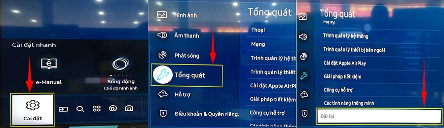 Chọn chế độ Đặt lại