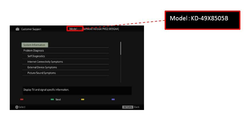 Màn hình Thông tin hệ thống - mẫu không phải Android TV