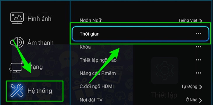 Cách chỉnh lại ngày giờ trên tivi TCL Cách chỉnh lại ngày giờ trên tivi TCL