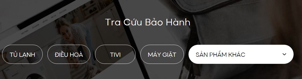 chọn loại sản phẩm Casper muốn check bảo hành