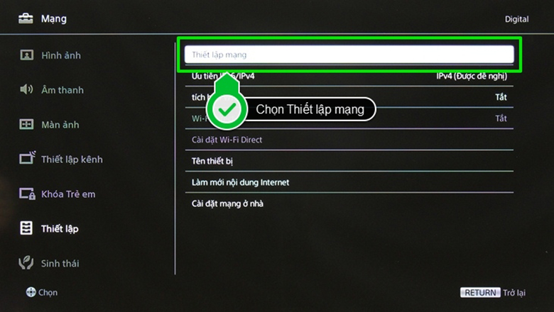 Cách kết nối wifi cho tivi Sony 5