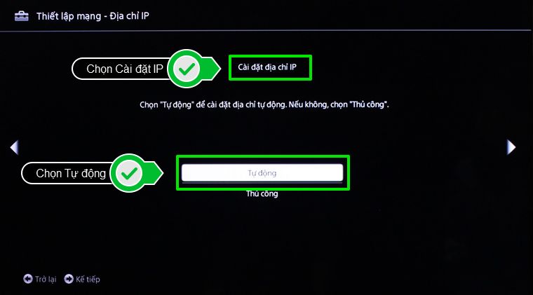 Chọn cài đặt IP tự động