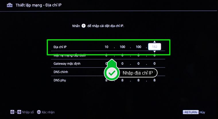 Nhập địa chỉ IP