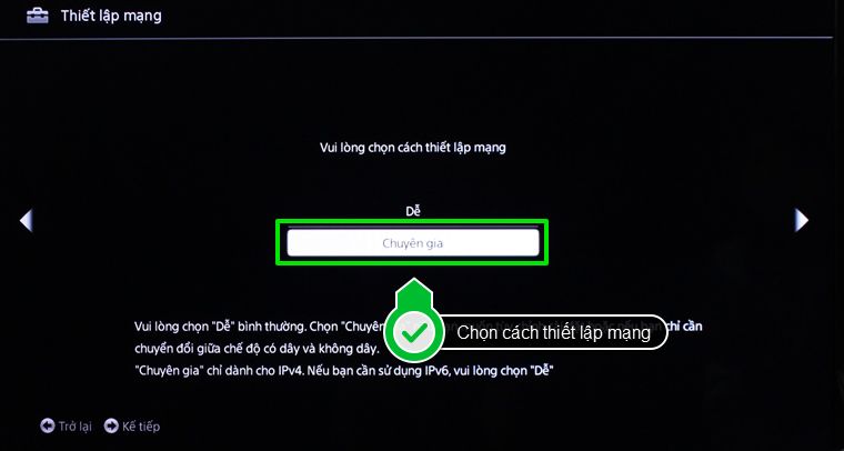 Chọn cách thiết lập