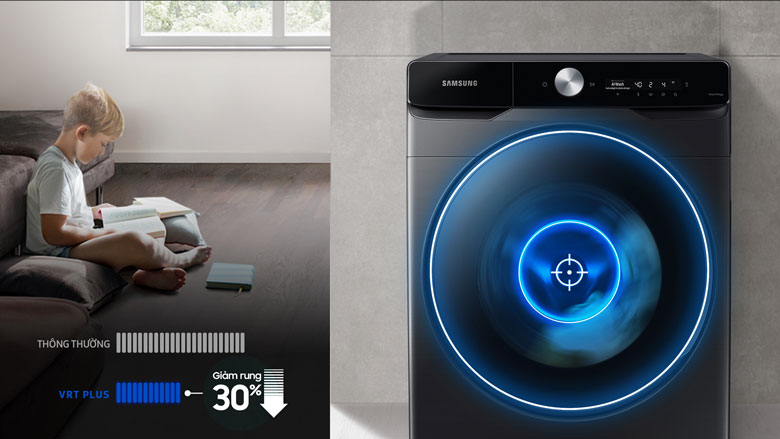 Máy giặt sấy Samsung AI Inverter 11 kg WD11T734DBX/SV - Yên tĩnh hơn với VRT Plus