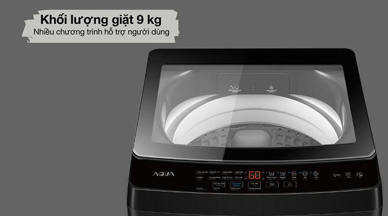 Máy giặt Aqua 9 kg AWM9-316K(B) - Khối lượng giặt 9kg phù hợp cho gia đình 3-5 người