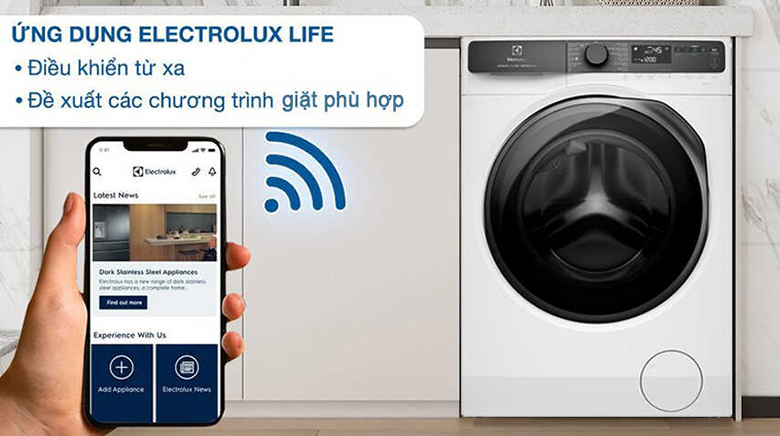 Máy giặt Electrolux Inverter 10 kg EWF1043R7WC lồng ngang - Điều khiển máy giặt với kết nối Wifi