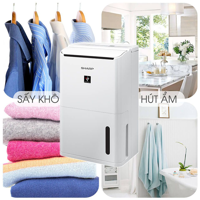 Máy hút ẩm Sharp DW-D12A-W hệ thống hút ẩm tự động
