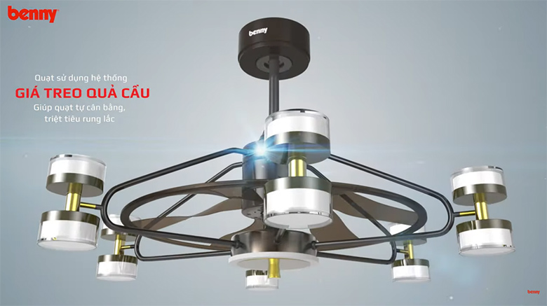 Giá treo quả cầu - Quạt trần Benny Magari BFC22QUEEN