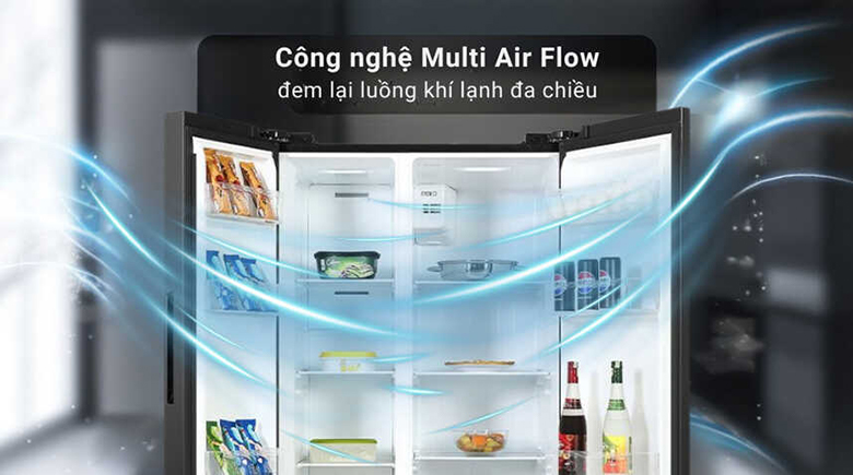 Tủ lạnh Side By Side Toshiba Inverter 711 lít GR-RS910WI-PMV(06)-MG - Công nghệ làm lạnh đa chiều Multi Air Flow