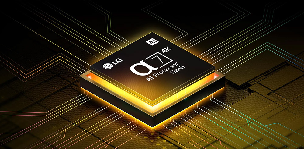 Chip xử lý α7 AI 4K Gen8 Tivi LG QNED AI 4K 65 Inch 65QNED80ASA